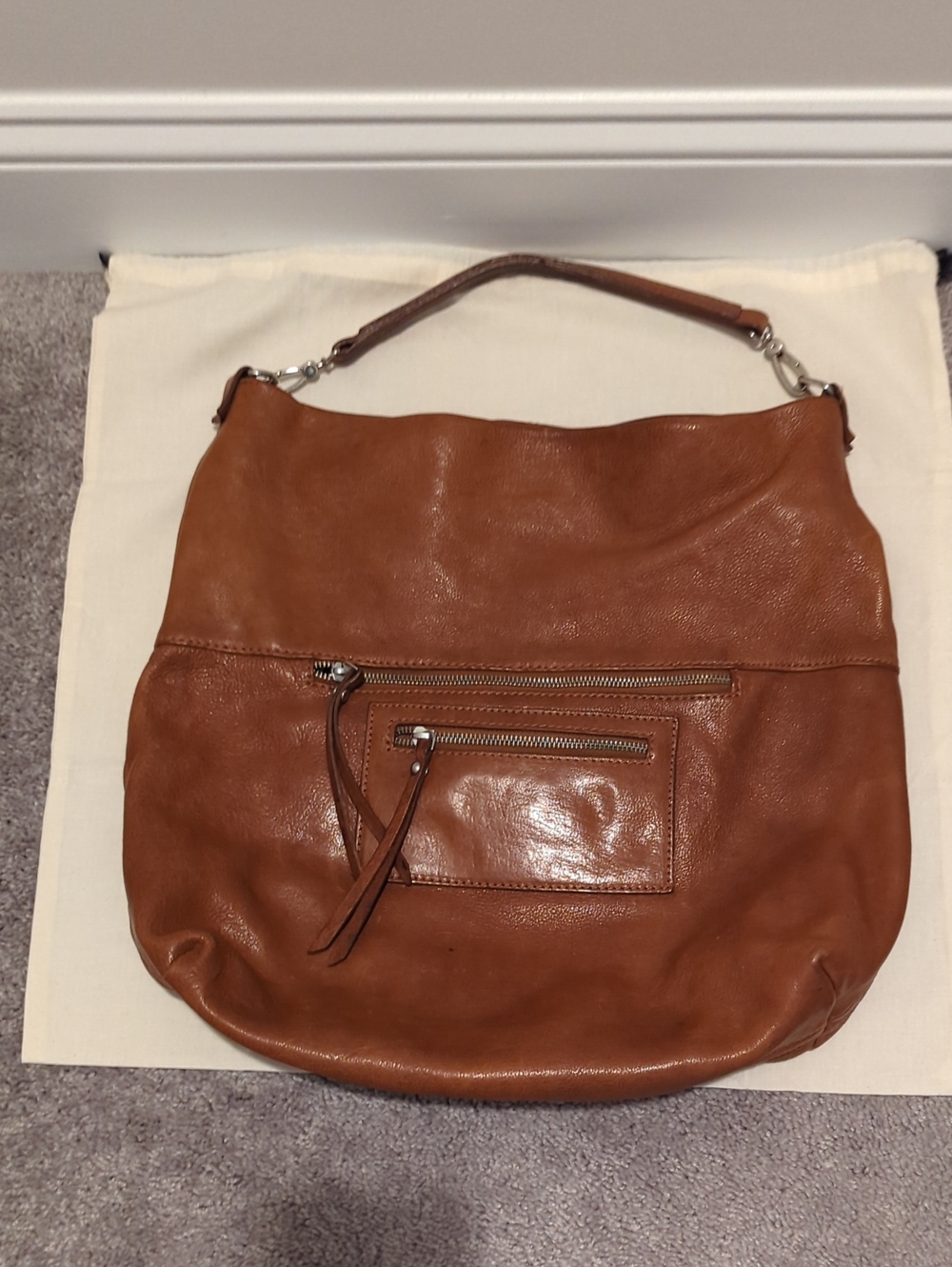 Brown Leather Hobo Bag - Casual Everyday Shoulder Bag